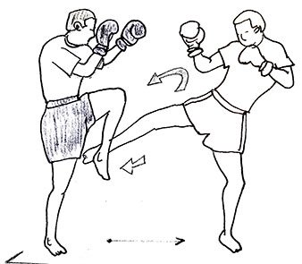 Block gegen einen Lowkick